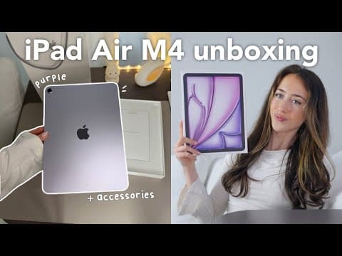 New iPad Air M4 Unboxing (purple) | accessories, setup, aesthetic customization!