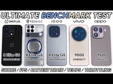 OnePlus 15 vs REDMAGIC 11 Pro vs iQOO 15 vs Vivo X300 Pro vs OPPO Find X9 Pro Benchmark Test