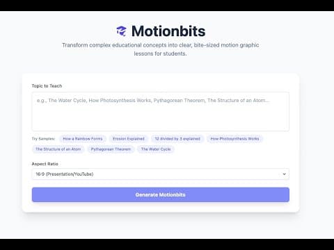 MotionBits - AI Motion Graphics Video Generator App vibe coded with Google AI Studio