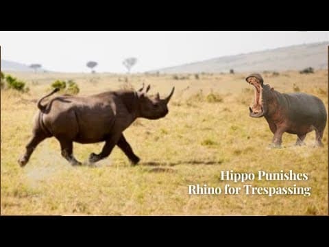 Angry Hippo Punishes Rhino for Trespassing