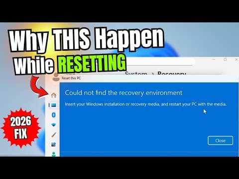 RESET This PC "Could not find the recovery Environment" 2026 FIX Easy