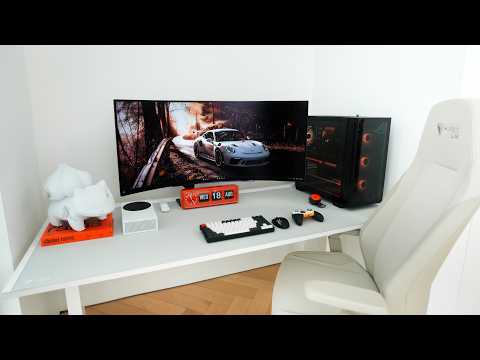 My New HYBRID Desk Setup Tour - 45" CURVED DISPLAY