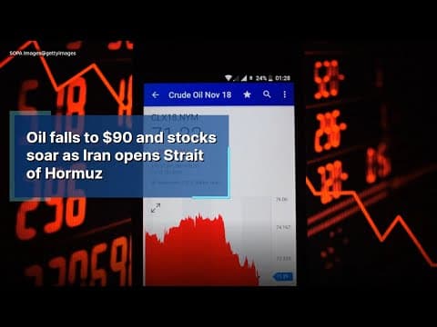 Oil falls to $90 and stocks soar as Iran opens Strait of Hormuz