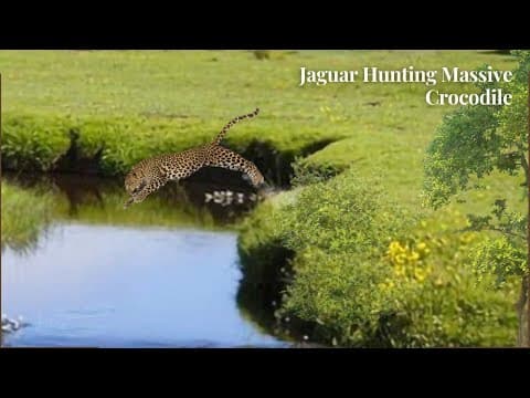 Big Cat Leaps into the River & Lands on Top of Caiman