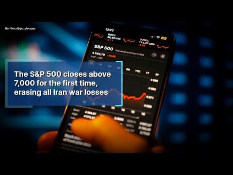 The S&P 500 closes above 7,000 for the first time, erasing all Iran war losses