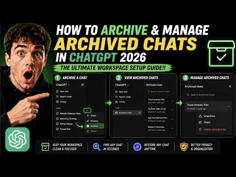 How To Archive And Manage Archived Chats In ChatGPT 2026: The Ultimate Workspace Setup Guides!!