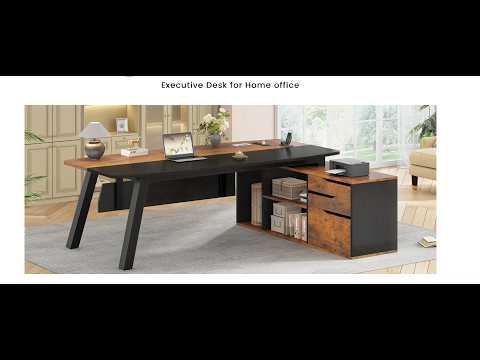 SEDETA 71 Inch Executive Desk with File Cabinets